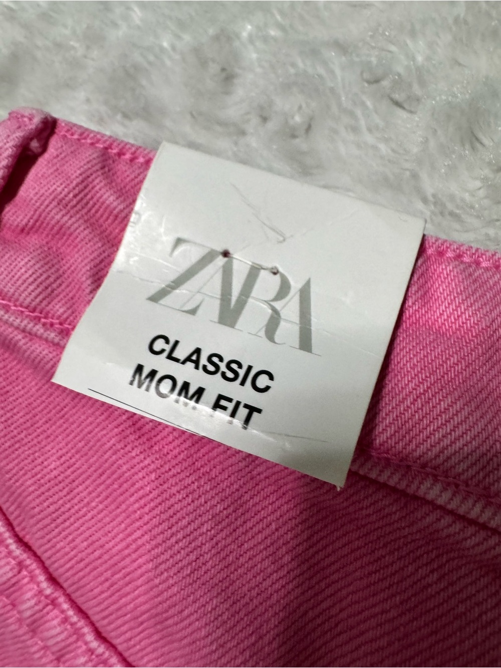 NWT- ZARA High Rise Pink Classic Denim Mom Shorts - Picture 9 of 14
